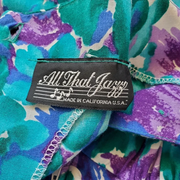 Vintage All That Jazz 1980s Floral Dress Womens XS Ruched Waist Peplum 80s 90s - Picture 4 of 6